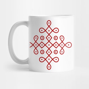 Dot Kolam, Red transparent Kolam, Muggu, rangoli Mug